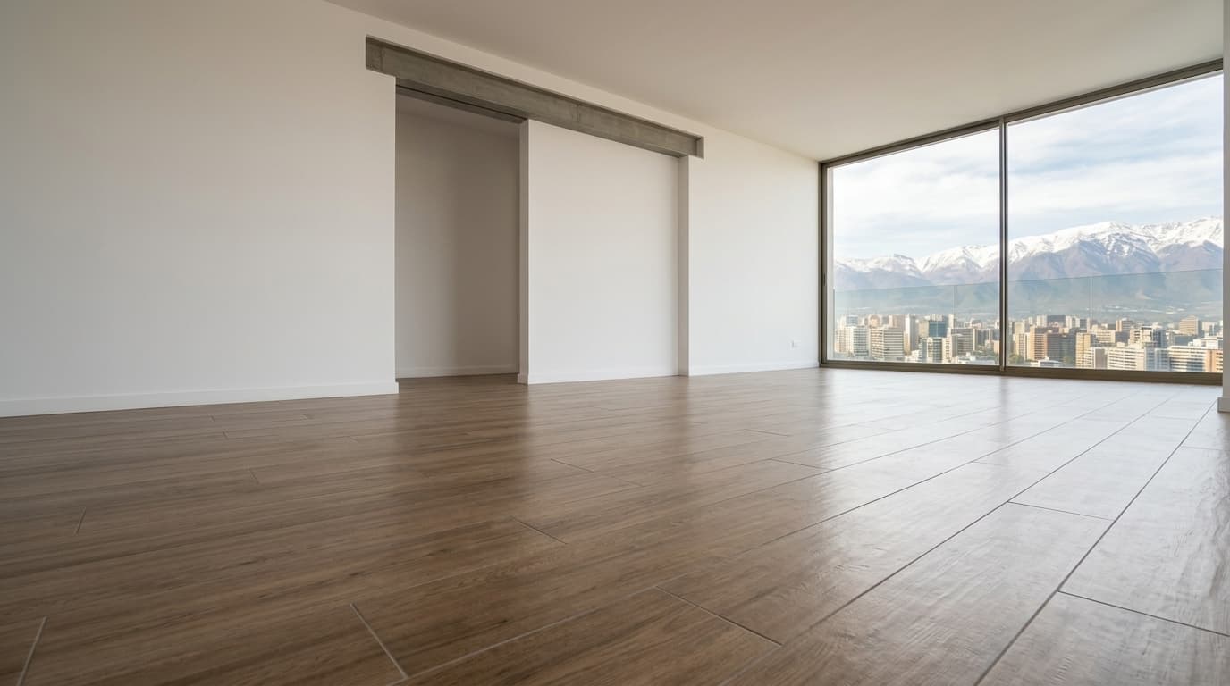 Living remodelado con piso nuevo